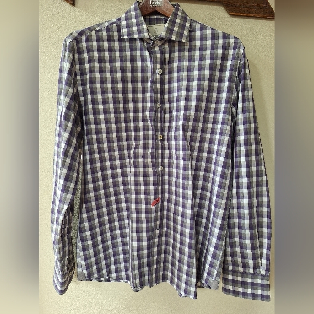 Todd Snyder Gingham Long Sleeve Button Down Shirt Purple/Gray Mens Size 16